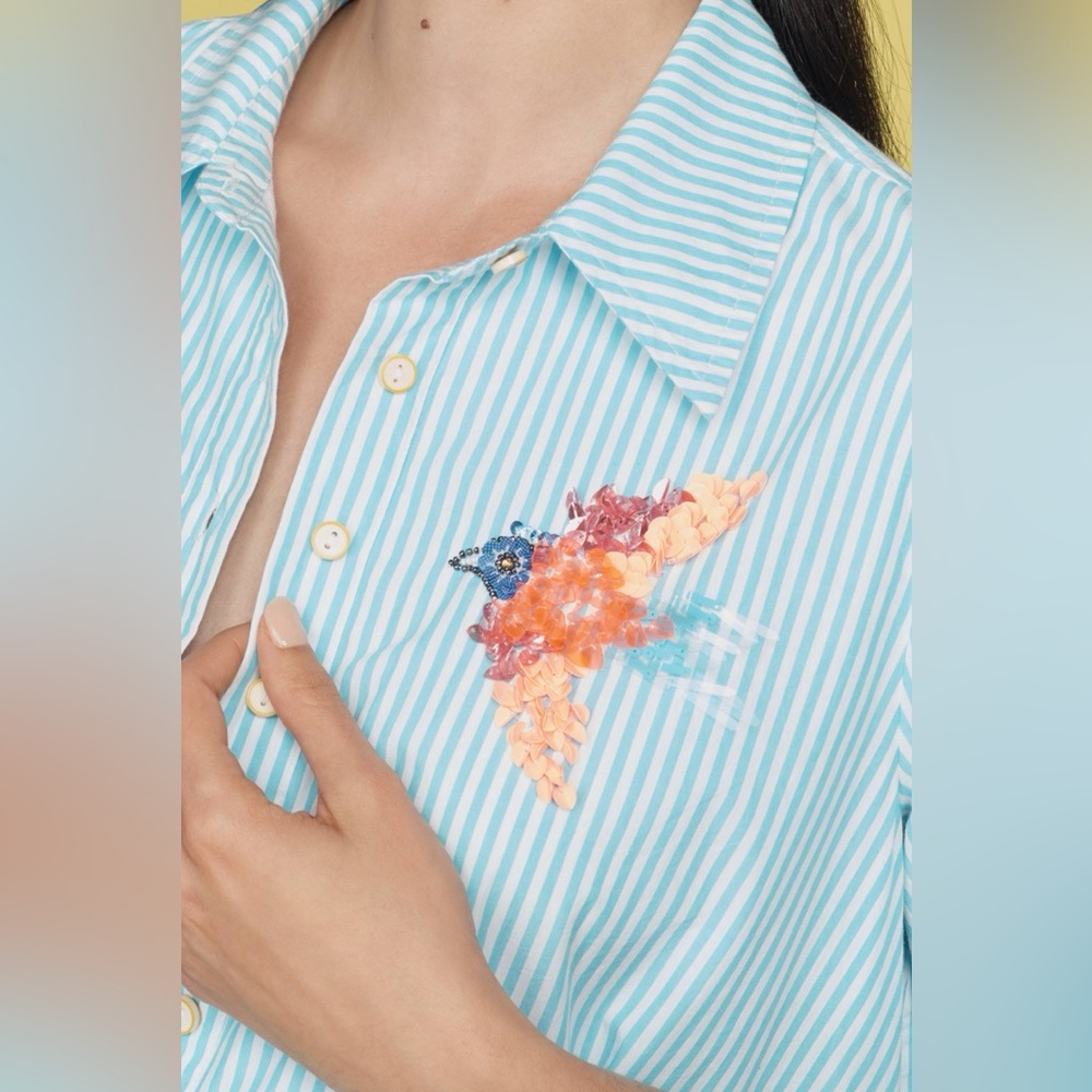 Anthropologie The Pollie Short-Sleeve Swing Tunic Mini Dress: embroidered - Picture 3 of 12